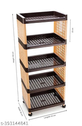 Brown plastic kitchen storage rack, perfect for fruits, veggies & bathroom essentials